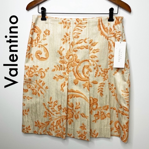 Valentino Dresses & Skirts - VALENTINO Roma Cream & Orange Floral Skirt NWT 8